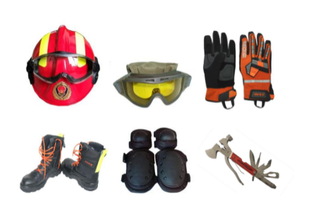 Emergency rescue suit (including 1 rescue helmet, 1 pair of rescue goggles, 1 pair of rescue gloves, 1 pair of rescue boots, 1 set of hard elbow and knee pads, and 1 multi-function tool)