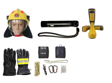 Fire-fighting protective suit (including 1 fire-fighting helmet, 1 wearable explosion-proof lighting lamp, 1 pair of fire-fighting protective boots, 1 pair of fire-fighting gloves and 1 set of emergency escape and self-rescue safety rope)