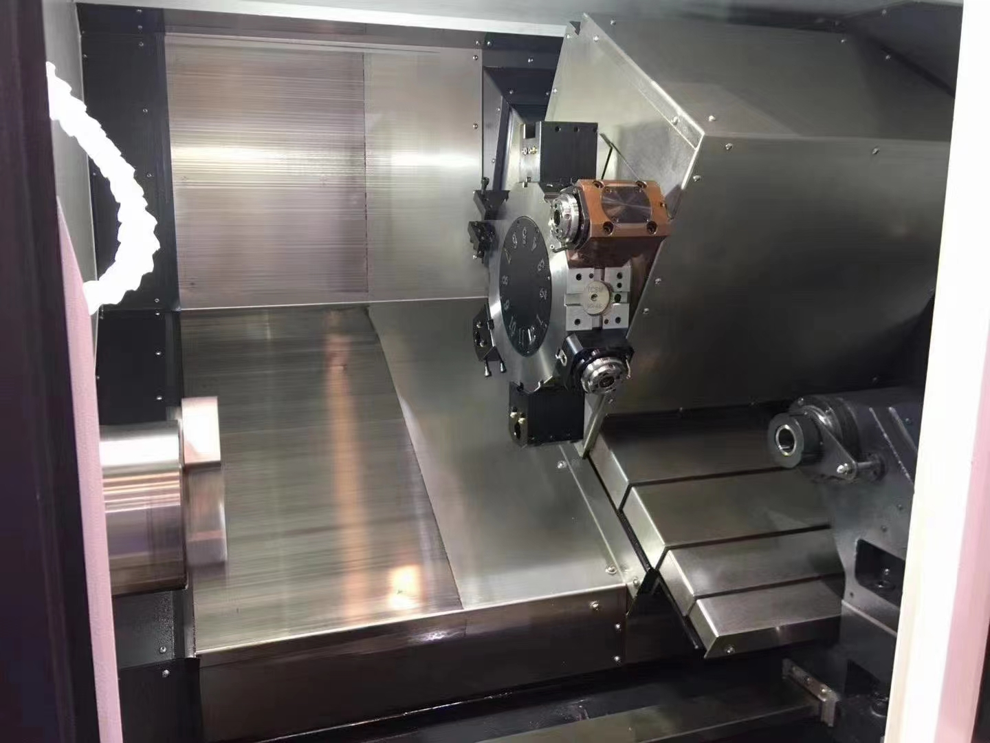 mini CNC lathe with a bar feeder