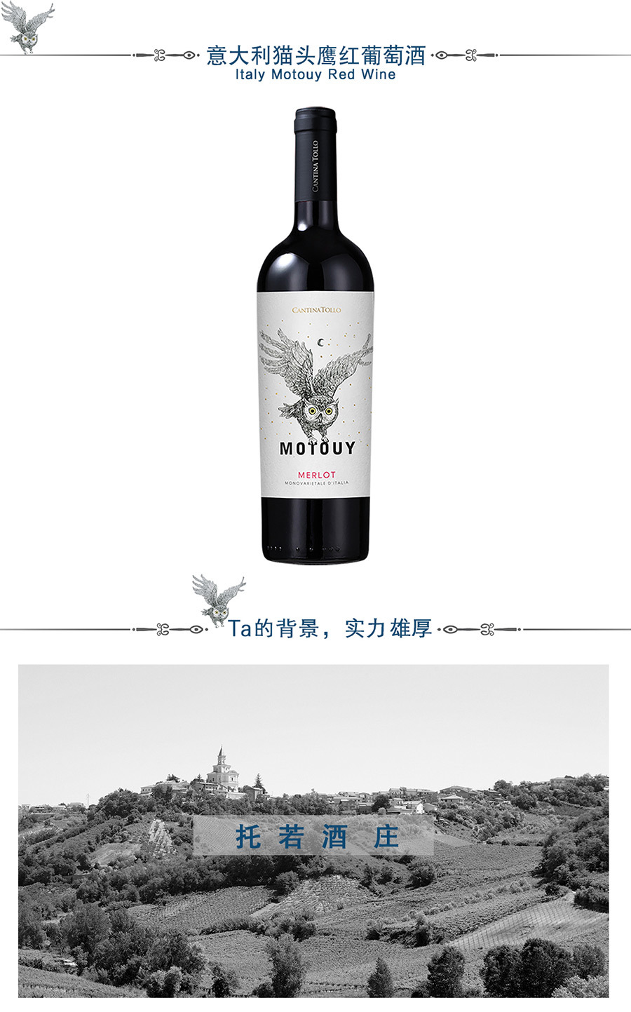 意大利猫头鹰梅洛葡萄酒