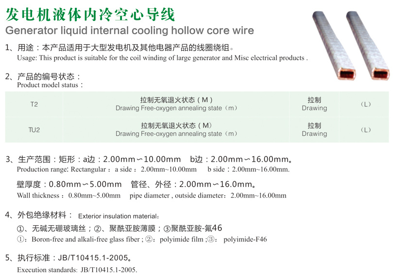 發(fā)電機(jī)液體內(nèi)冷空心導(dǎo)線