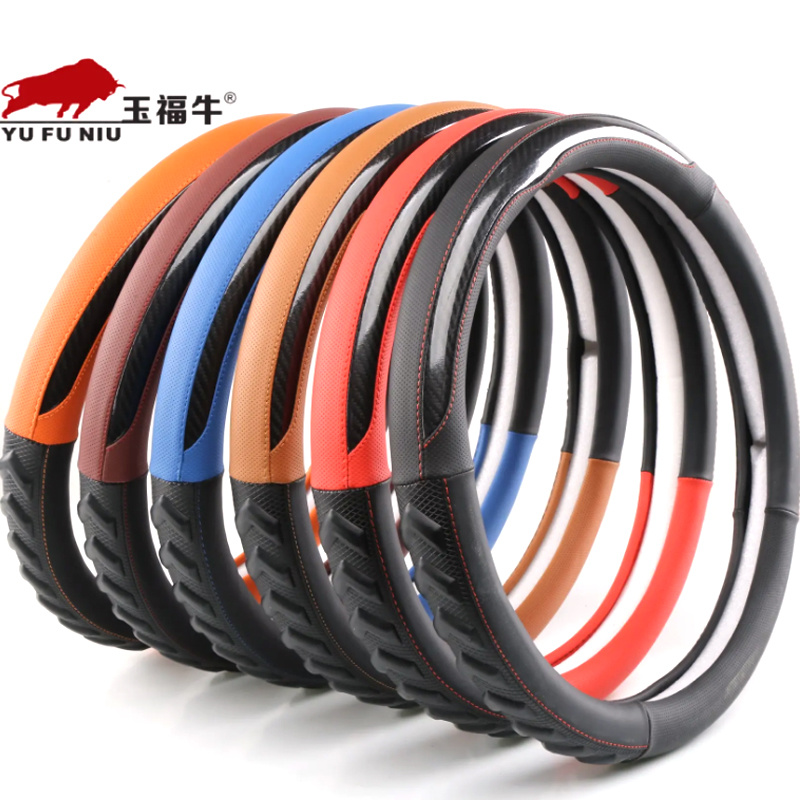 Hot-selling Wholesale Universal Fit Anti-slip Multi-color PVC carbon fiber rubber inner steering wheel cover
