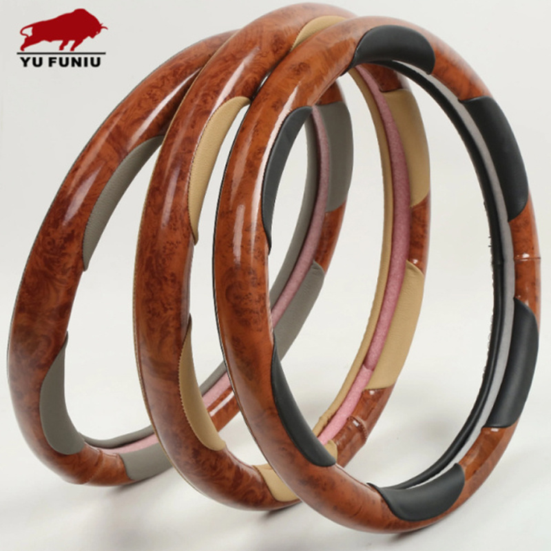 China factory  wooden pvc  car accessories steering wheel cover for inner decoration