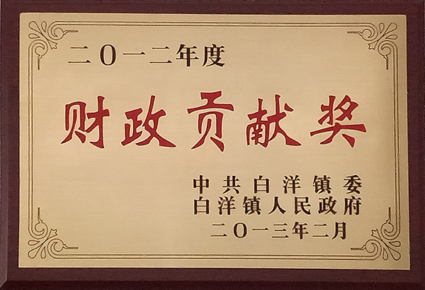 2012年財(cái)政貢獻(xiàn)獎(jiǎng)