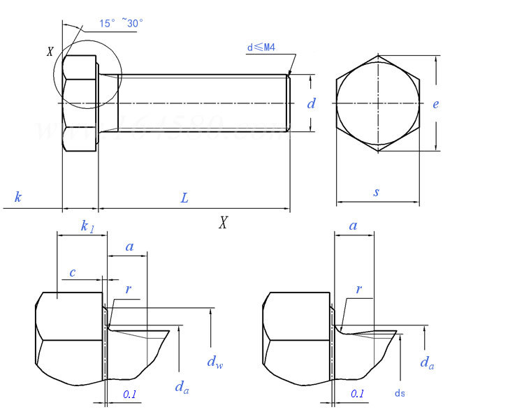 Hexagonal head bolt