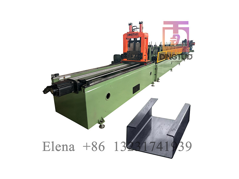 faster speed flying cut  80 to 200 c purlin roll forming machine with double head hydraulic decoiler