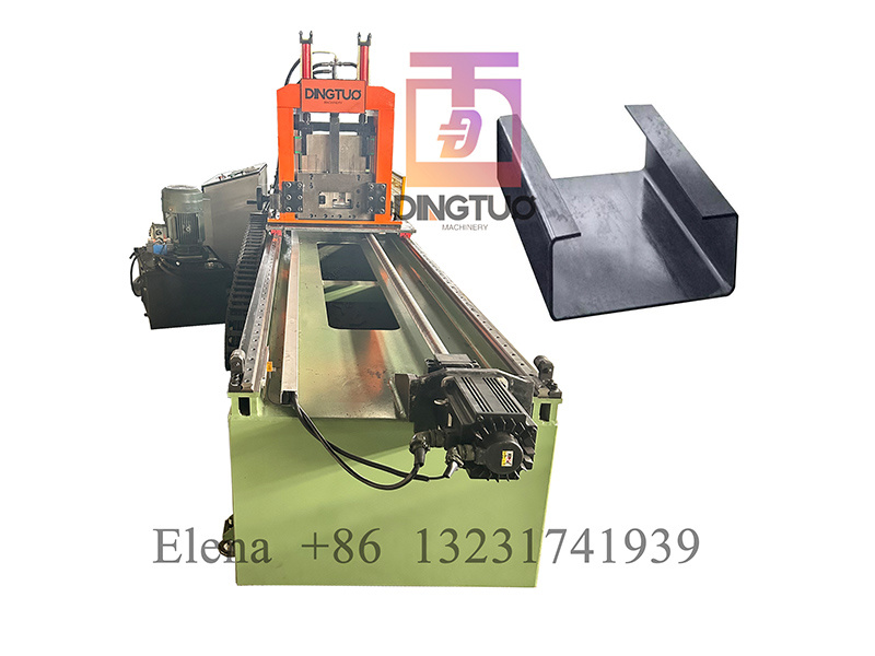 faster speed flying cut  80 to 200 c purlin roll forming machine with double head hydraulic decoiler