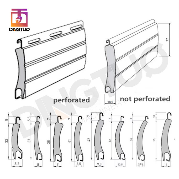 perforated 45 55 77 95 cassette quick change all in one type PU foam rolling shutter slat roll forming machine