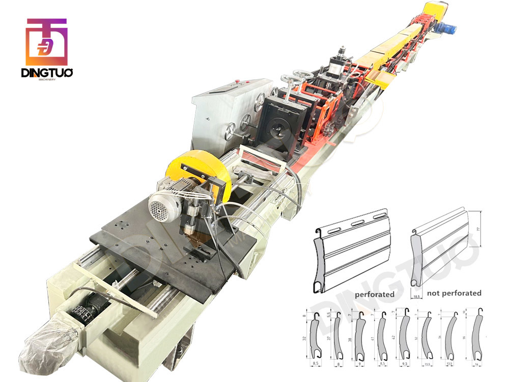 High speed 45 55 77 95 mm PU foam Aluminum roller shutter slats roll forming machine