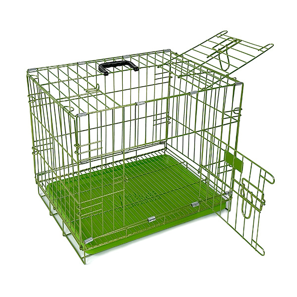 Cage pour chien avec plancher en grille métallique - Vert