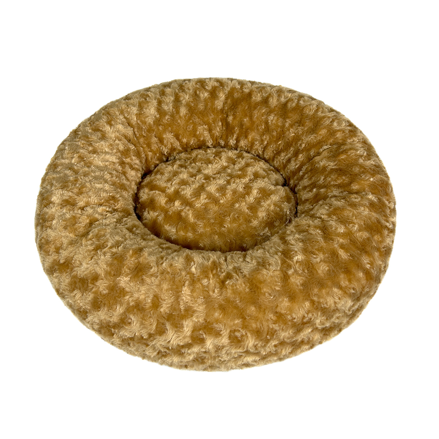 Cama para animais de estimação em formato de donut de veludo rosa