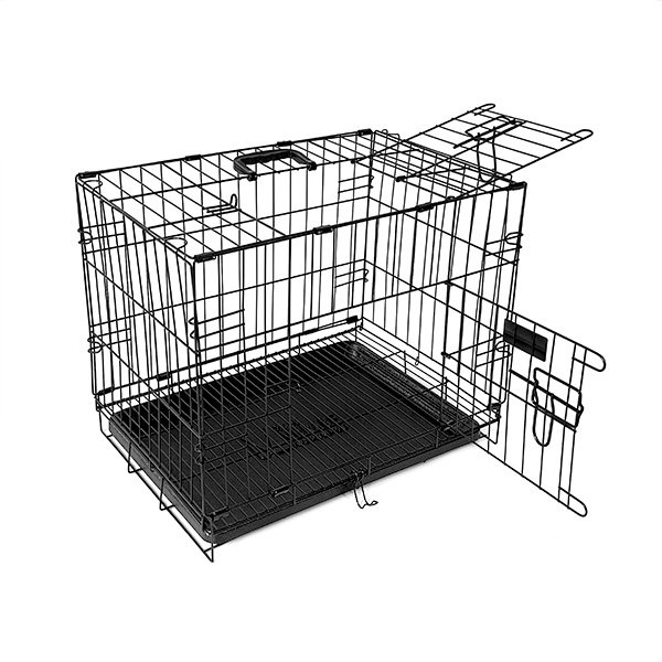 Cage pour chien avec plancher en grille métallique - Noir
