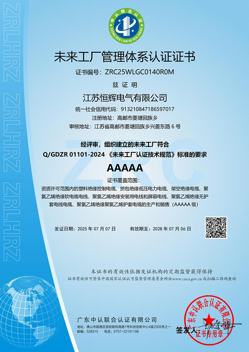 未來工廠管理體系認(rèn)證證書
