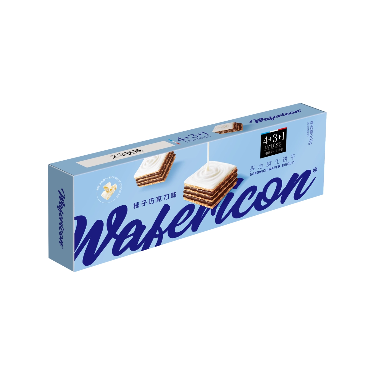 105g box of white chocolate wafers