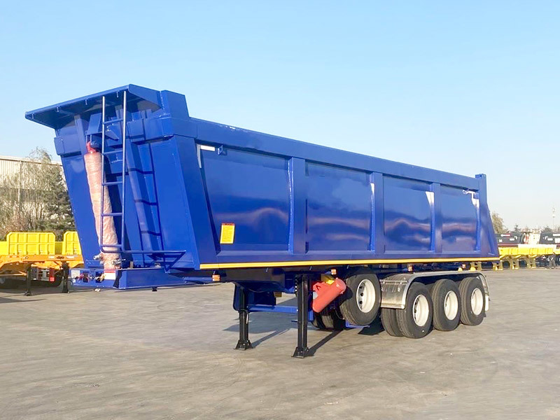 Heavy Duty 3 Axles Back Trailer 70tons Tractor Hydraulic End Rear Tipper Dump Semi Trailer
