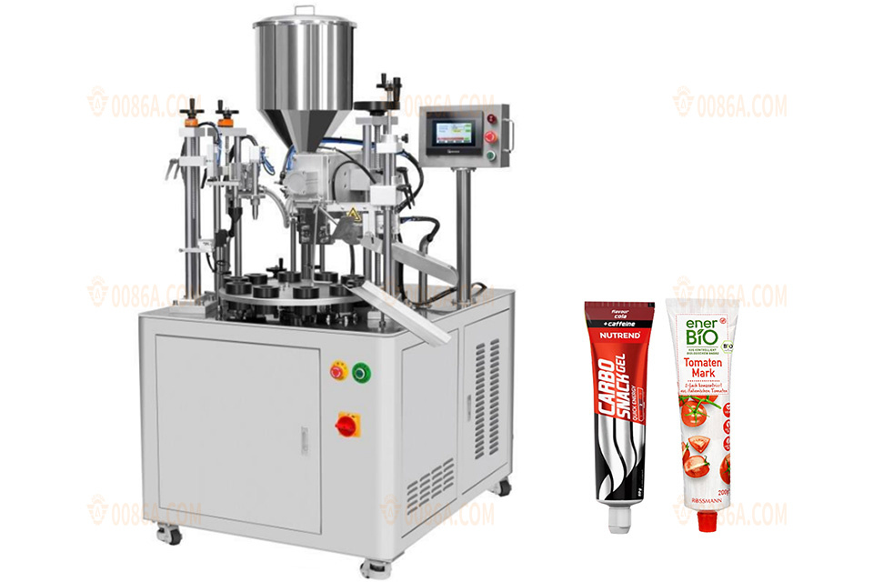 Composite hose filling and sealing machine