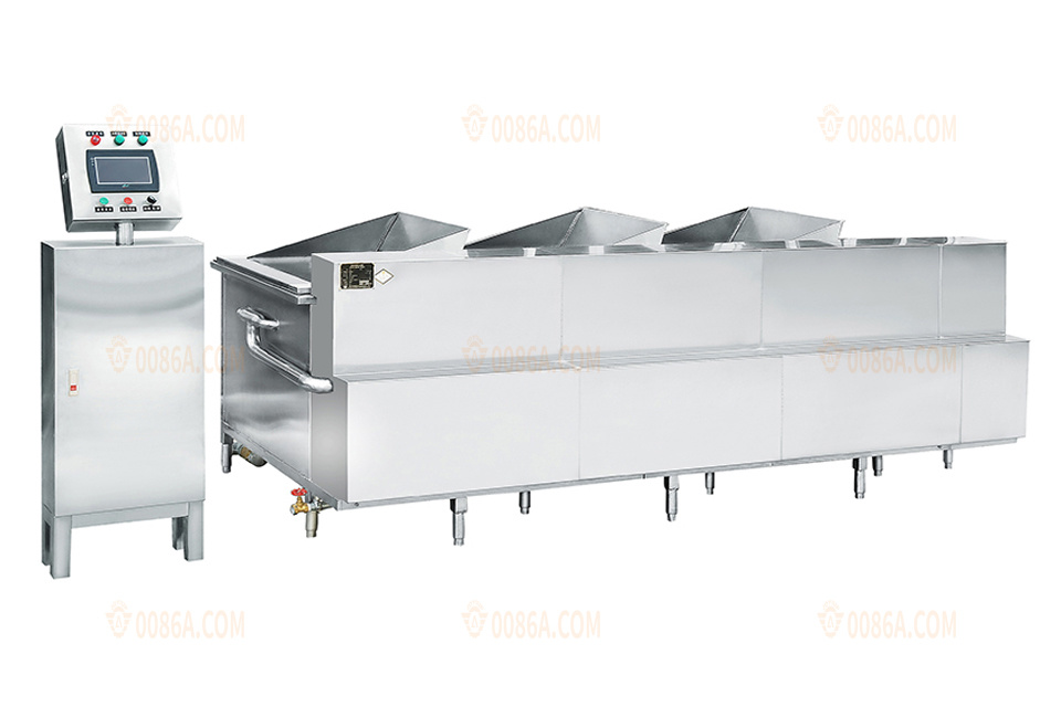 Three-basket tilting vegetable washing and blanching machine