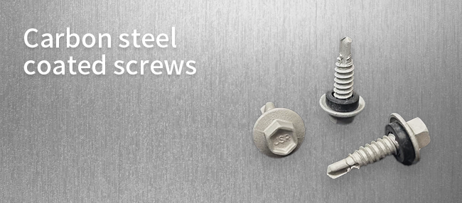 Carbon steel coated screws