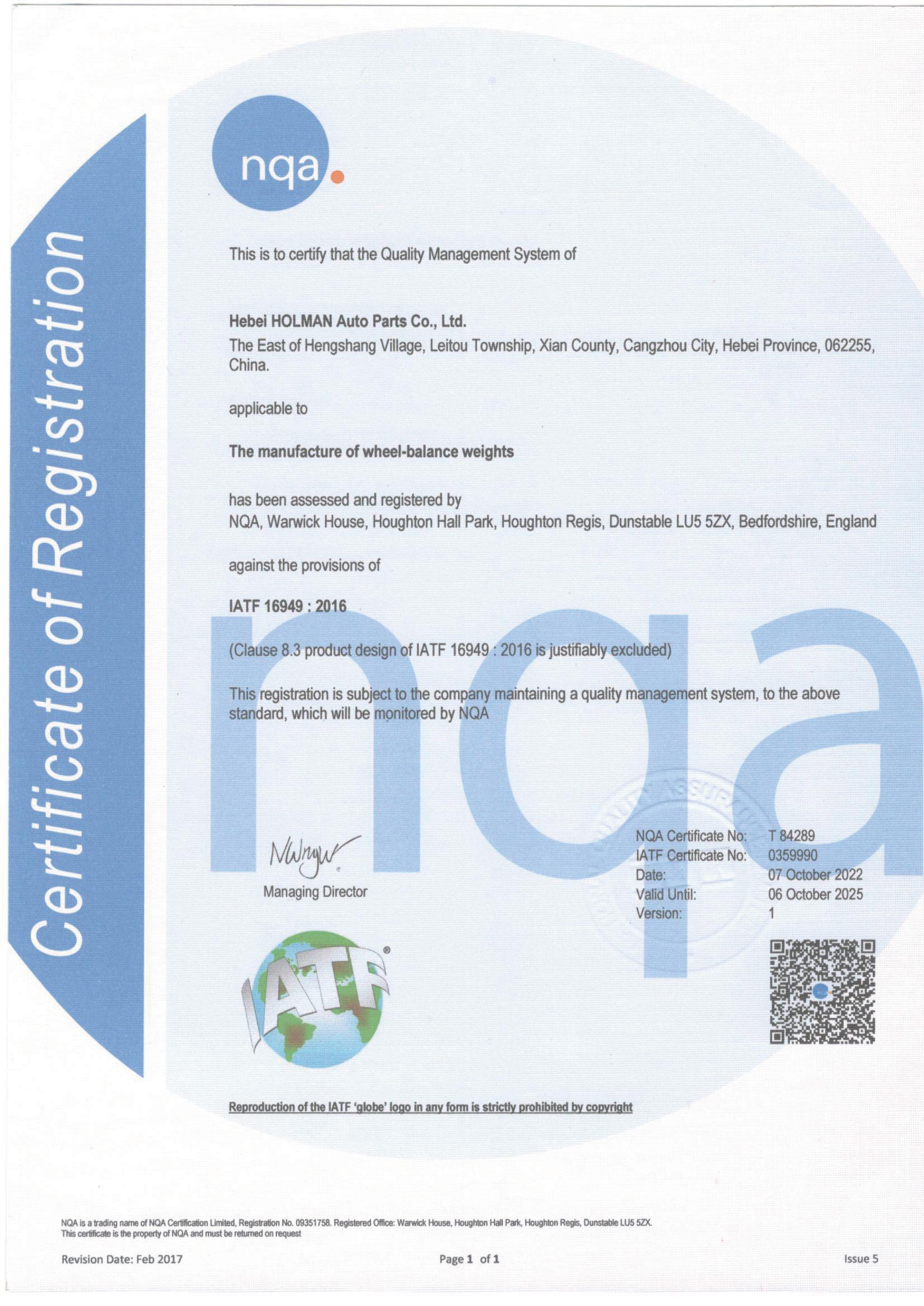 Certificate of Registration