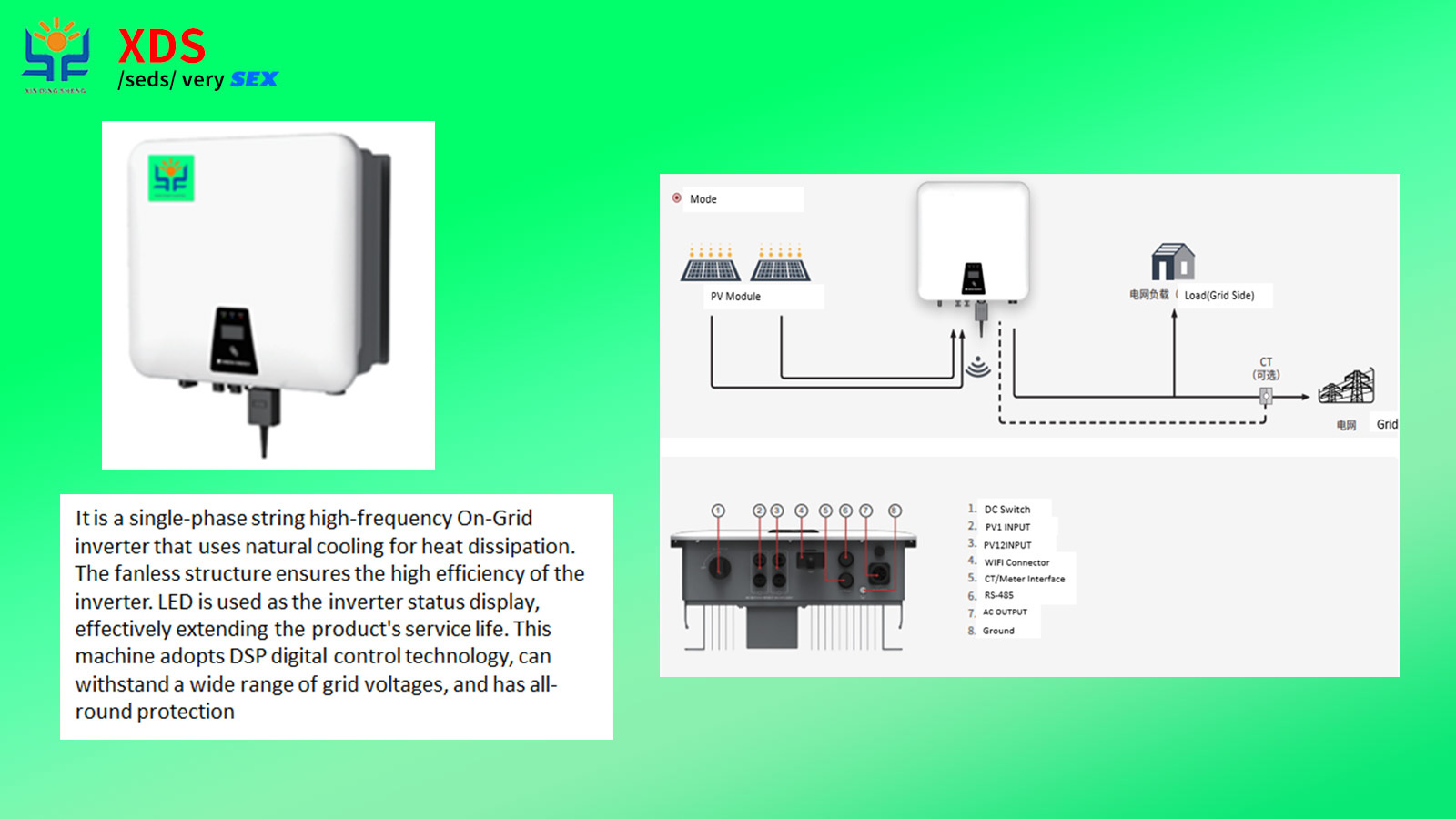 3000W/3600W/42000W/4600W/5000W/6000W STRING ON-GRID HIGH FREQUENCY CONTROLLER+INVERTER