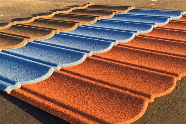 Stone coated metal roof tiles