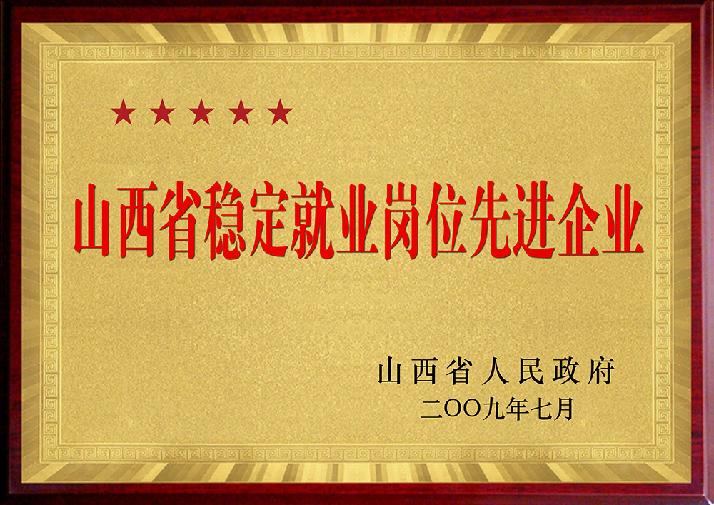 In July 2009, Shanxi Provincial People's Government awarded "Advanced Enterprise with Stable Employment in Shanxi Province"