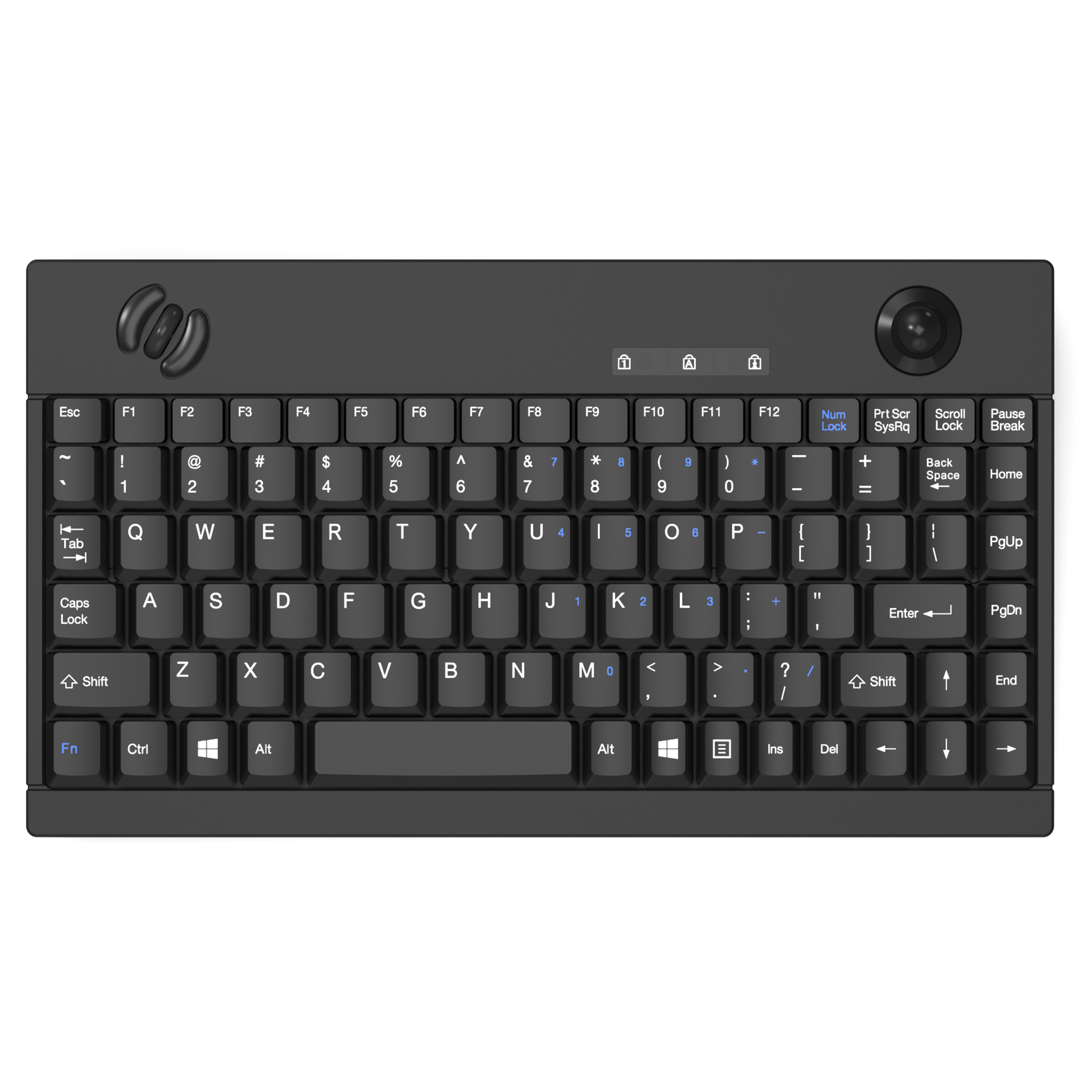 Wired Mini Anti-interference Compact Industrial Keyboard with Integrated Trackball for Industrial Manufacturing