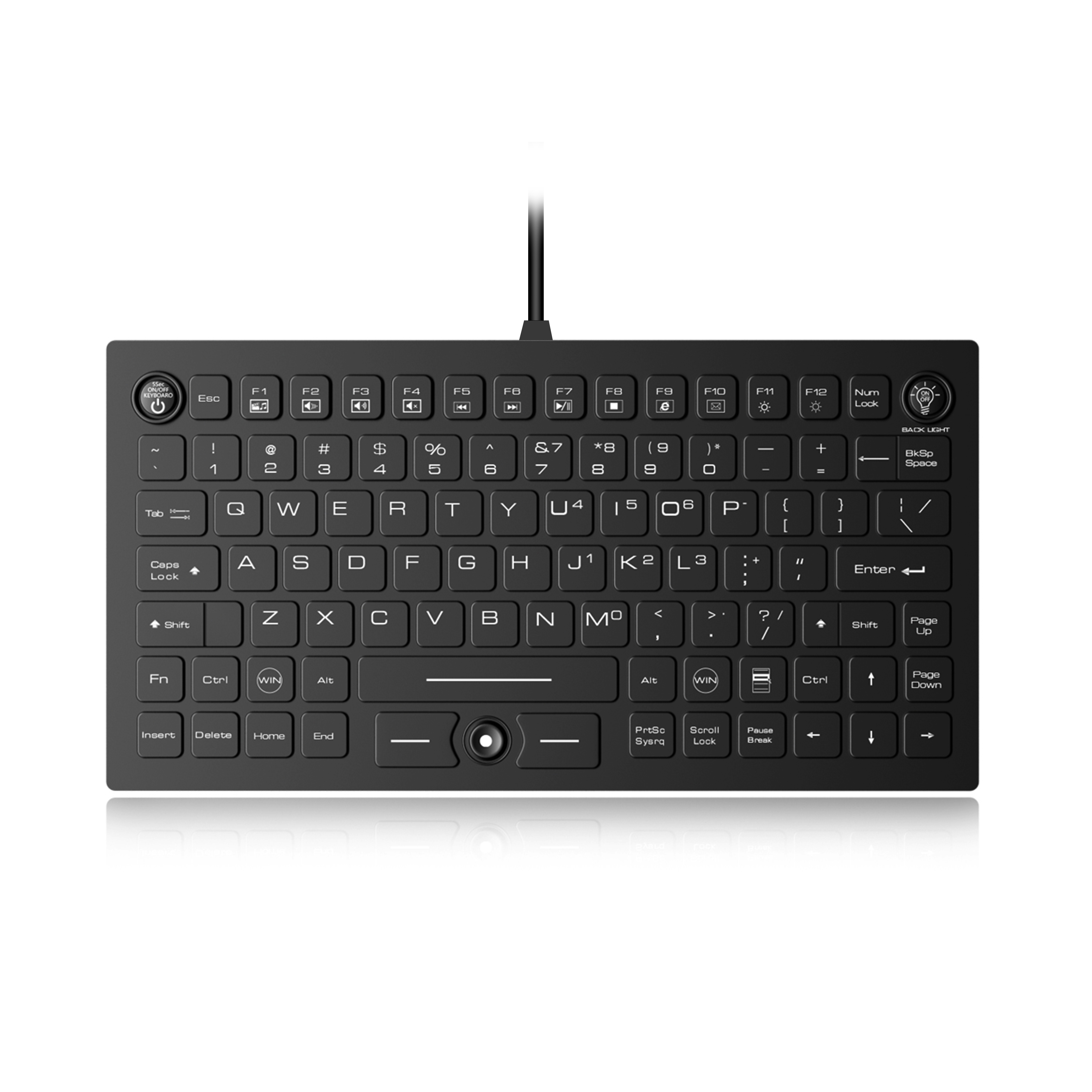 Mini Sealed Silicone Backlit Keyboard with Pointing Device