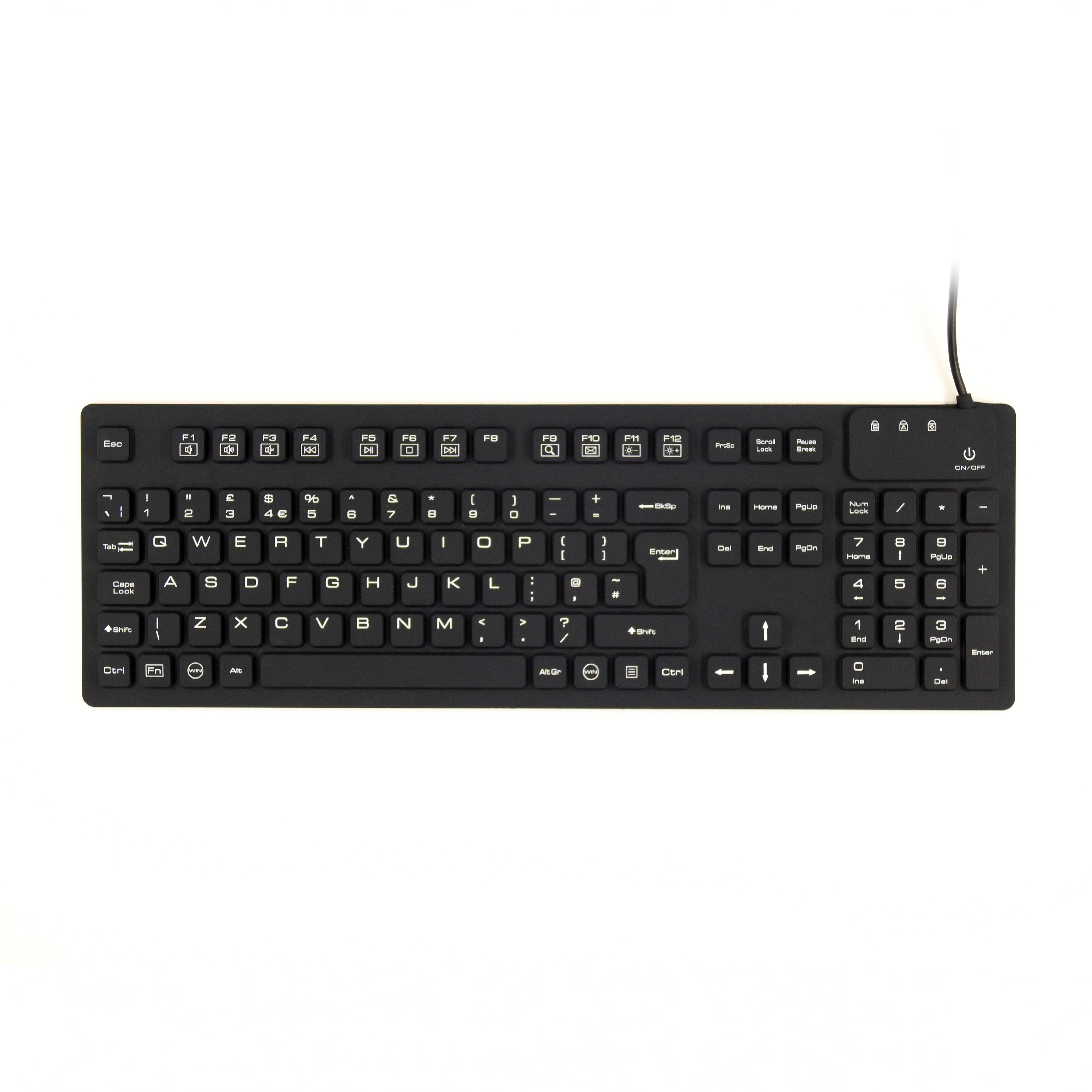 Ultrathin Compact Rugged Sealed Silicone Dustproof and Waterproof Keyboard
