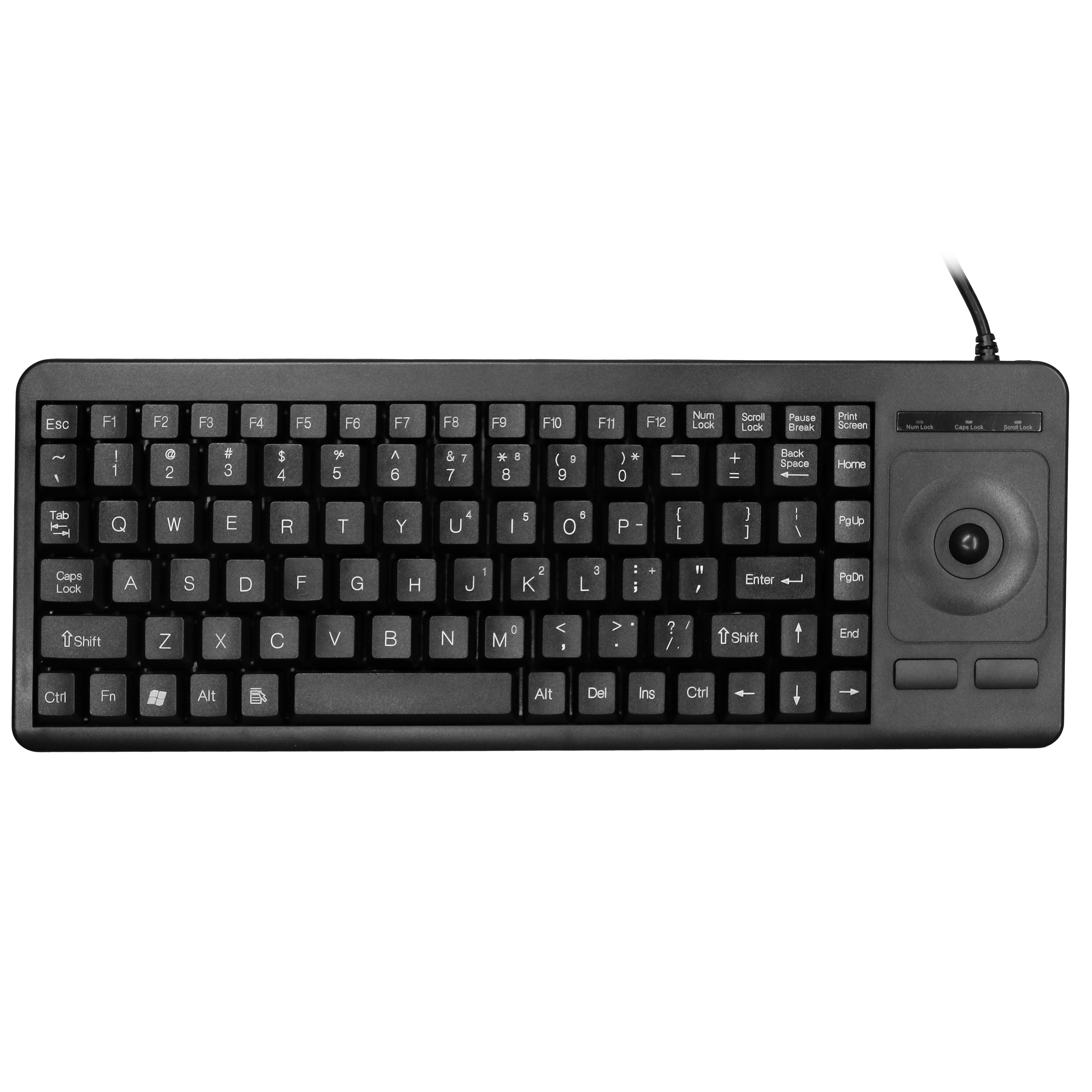 Wired Compact Industrial Keyboard with Integrated Trackball for Industrial Manufacturing