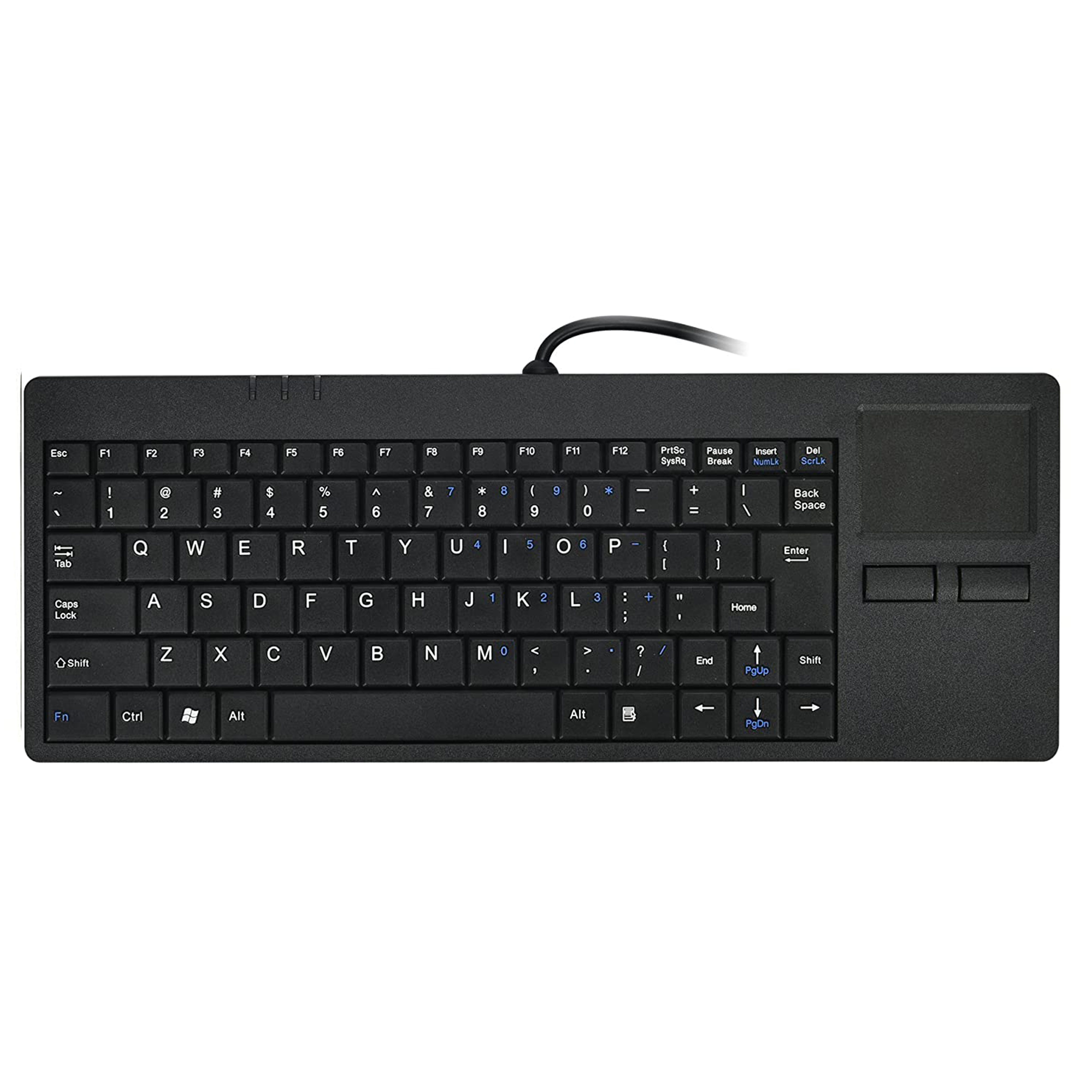 Wired Compact Industrial Keyboard with Integrated Touchpad for Industrial Manufacturing