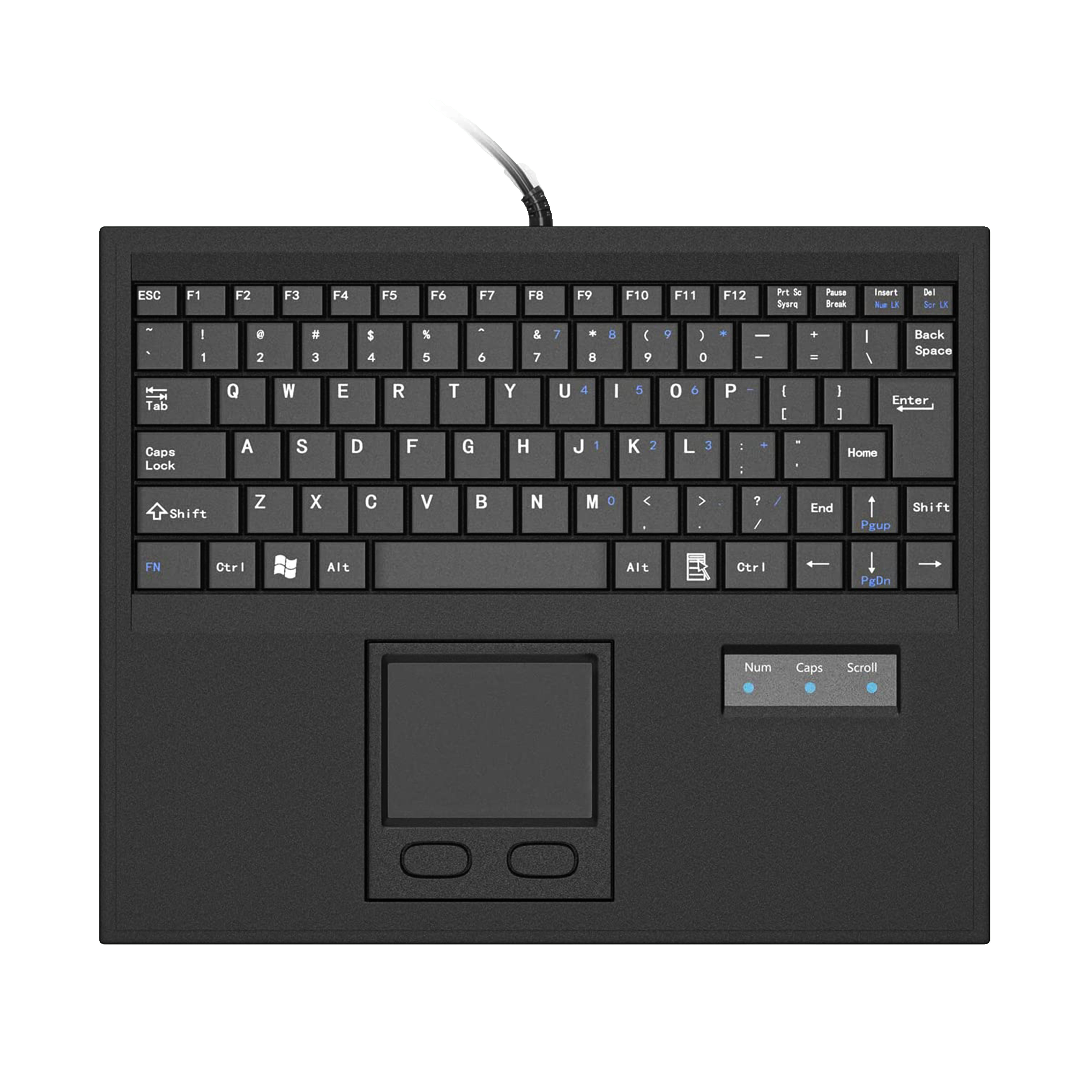 Wired Compact Industrial Keyboard with Integrated Touchpad for Industrial Manufacturing