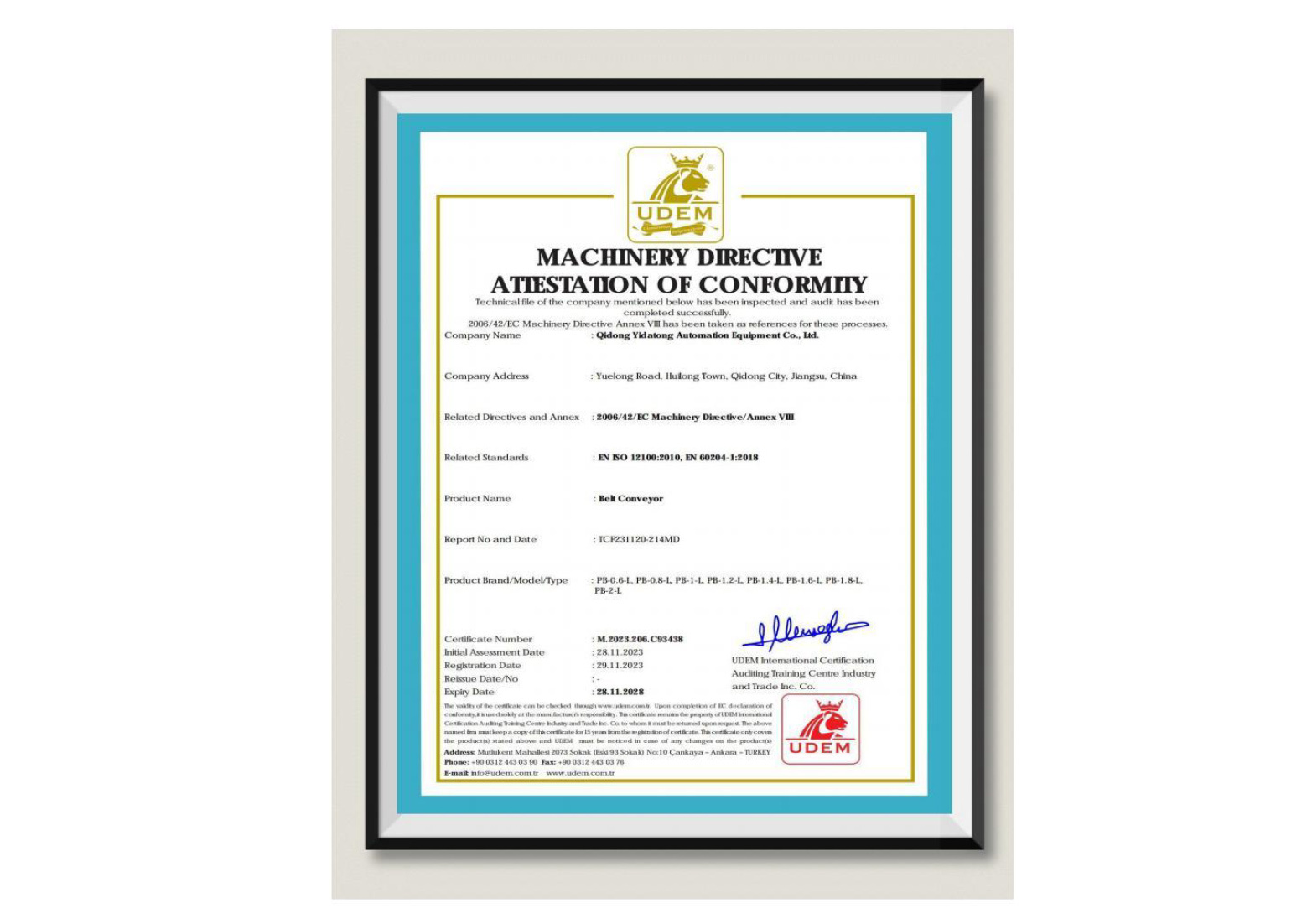 CE certificate( Parcel Automatic Sorting System)