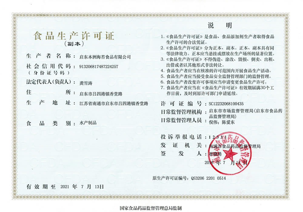 food production license