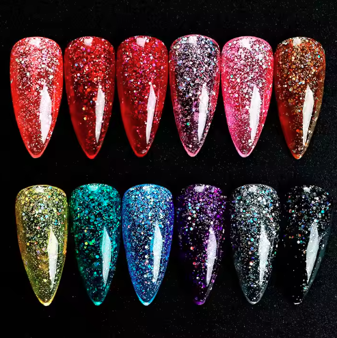 Wholesale Mixed Color Disco Glitter Diamond UV Gel Nail Polish Mixed Color Disco Glitter Gel Polish