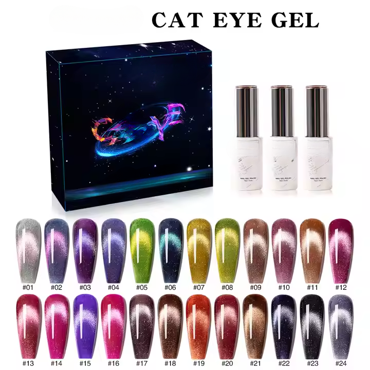15ml Rainbow Cat Eye Gel Silver Sparkle 9D Cat Eyes Magnetic with Holographic Effect Wholesale Cat Eye Gel Polish