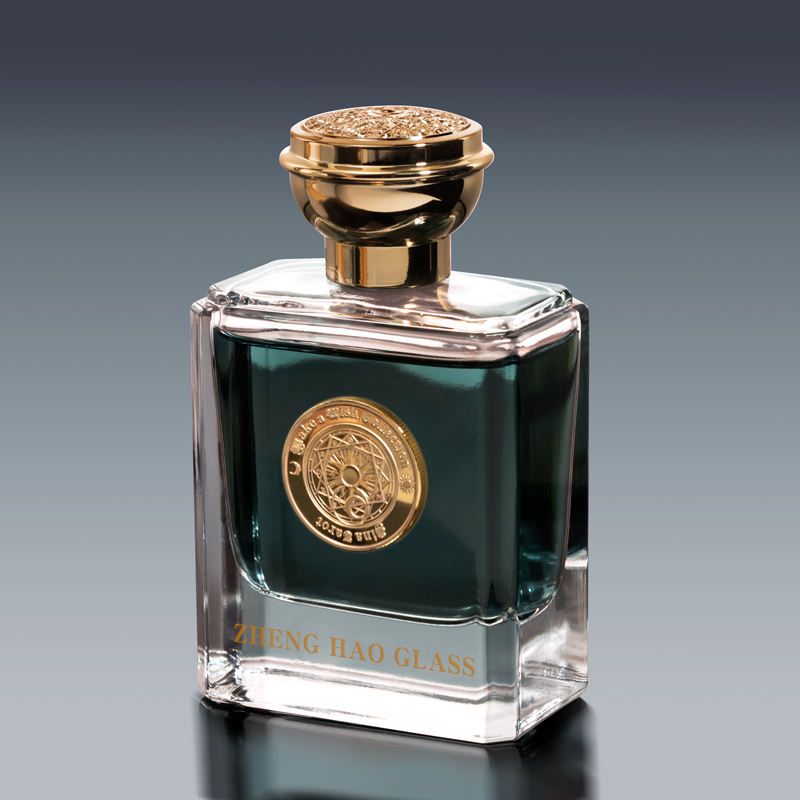 Botella de perfume de lujo con detalles en dorado líquido verde botella, alta gama 30ML 50ML 100M Colonia de vidrio 1:1 Perfume