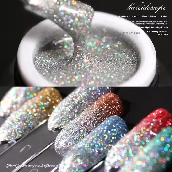 Nail Polish Glue LED Lamp Source Flash Colorful Broken Diamond Aurora Magic Sequin UV Gel Nail Art