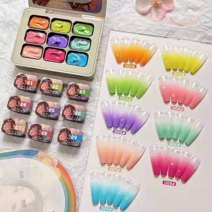High Quality Nine-Grid Pallet UV Nail Polish Set Professional Soak-Off DIY Salon Patting Gel French Designer LED Painting Gel