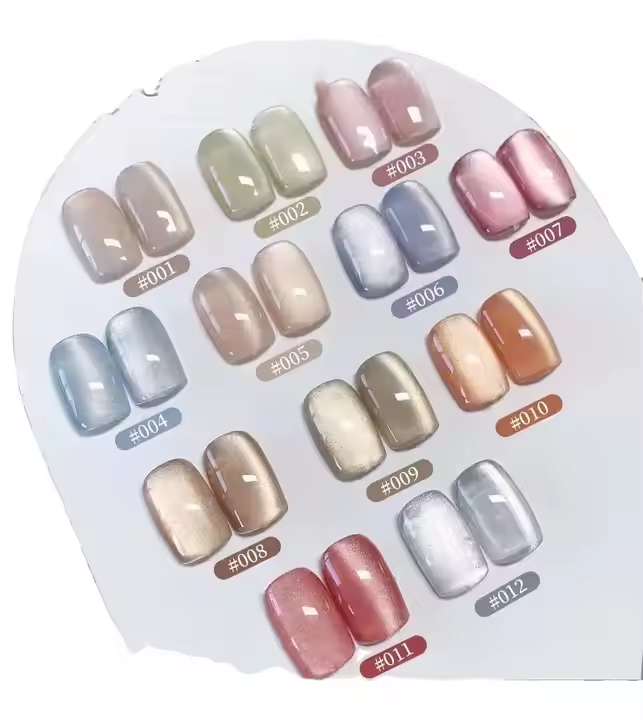 12 Colors Crystal Cat Eye Gel Polish Pretty Shimmer Auroras Magnetic Gel Nail Polish