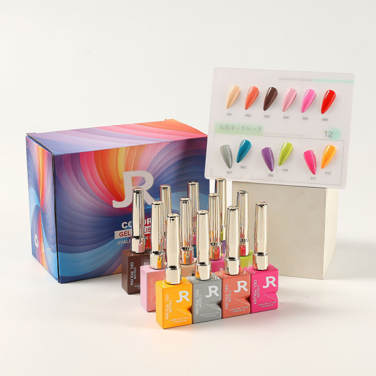 Kerui cross-border high-quality 12-color set box nail polish glue phototherapy glue wholesale set box with color card nail art store for sale