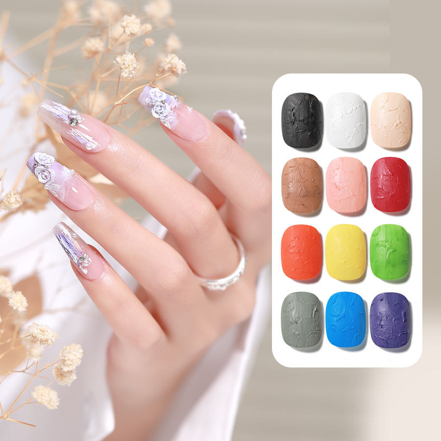 Kerui no-wash oil paint glue 1KG nail polish glue texture free-wash three-dimensional embossed embossed painted nail glue multi-color options