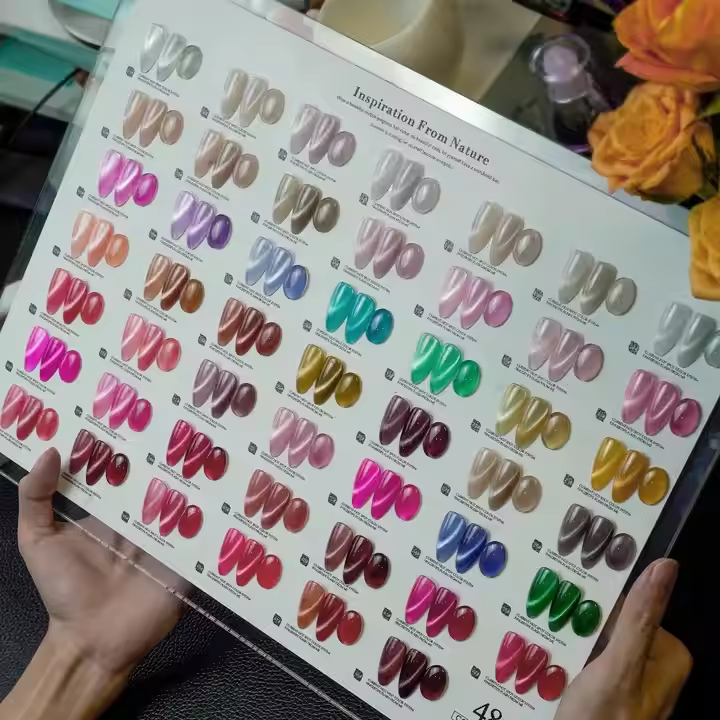 Private Label Non Toxic Moon Light Cat Eye Gel Polish 48 Colors Magnet Durable No Turn Grey Cat Eye UV Gel Polish