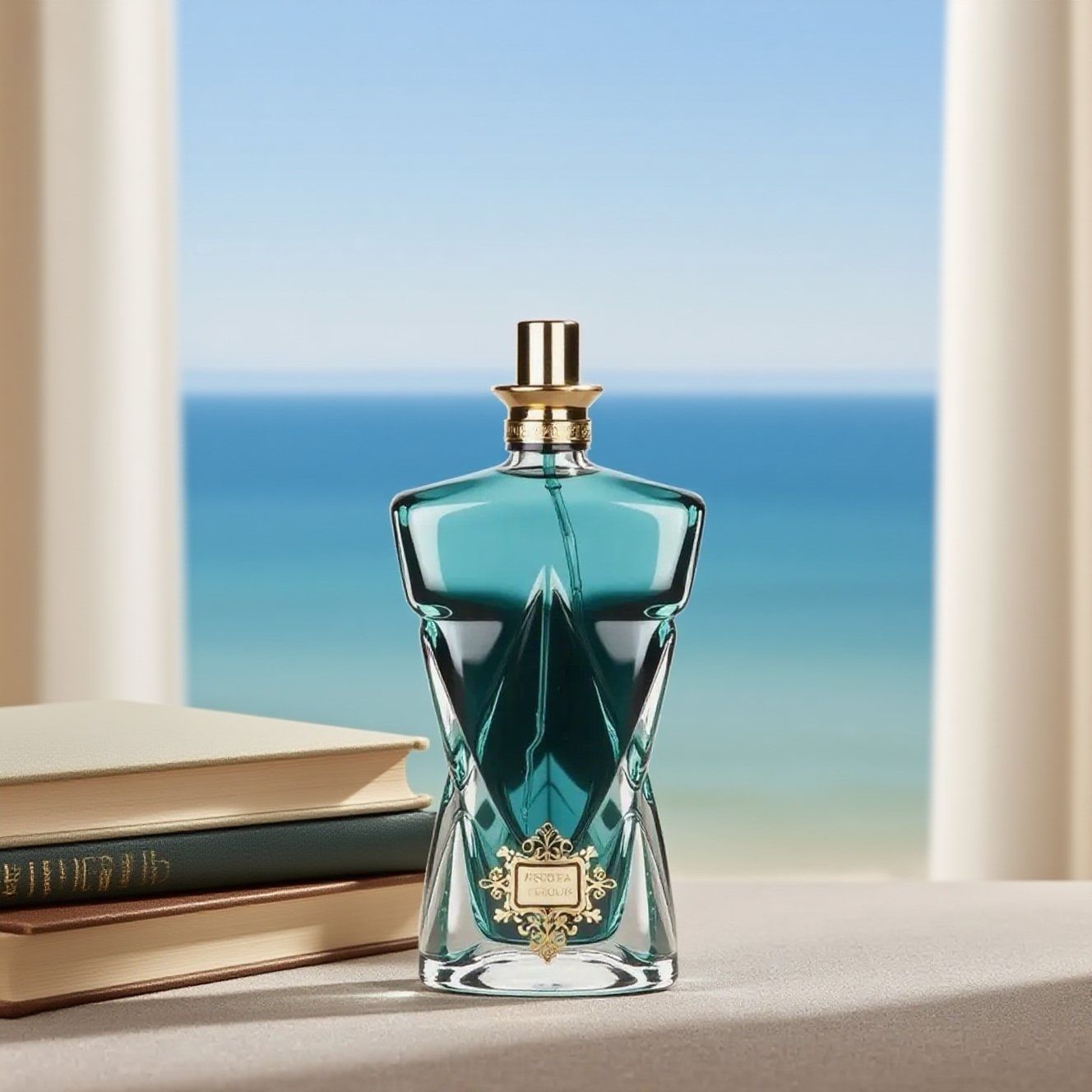 Botella de perfume de lujo con detalles en dorado líquido verde botella, alta gama 30ML 50ML 100M Colonia de vidrio 1:1 Perfume