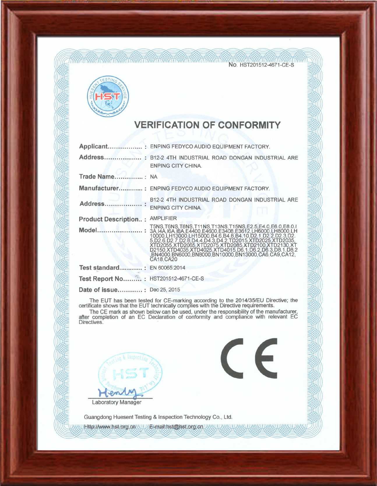 CE Certificate