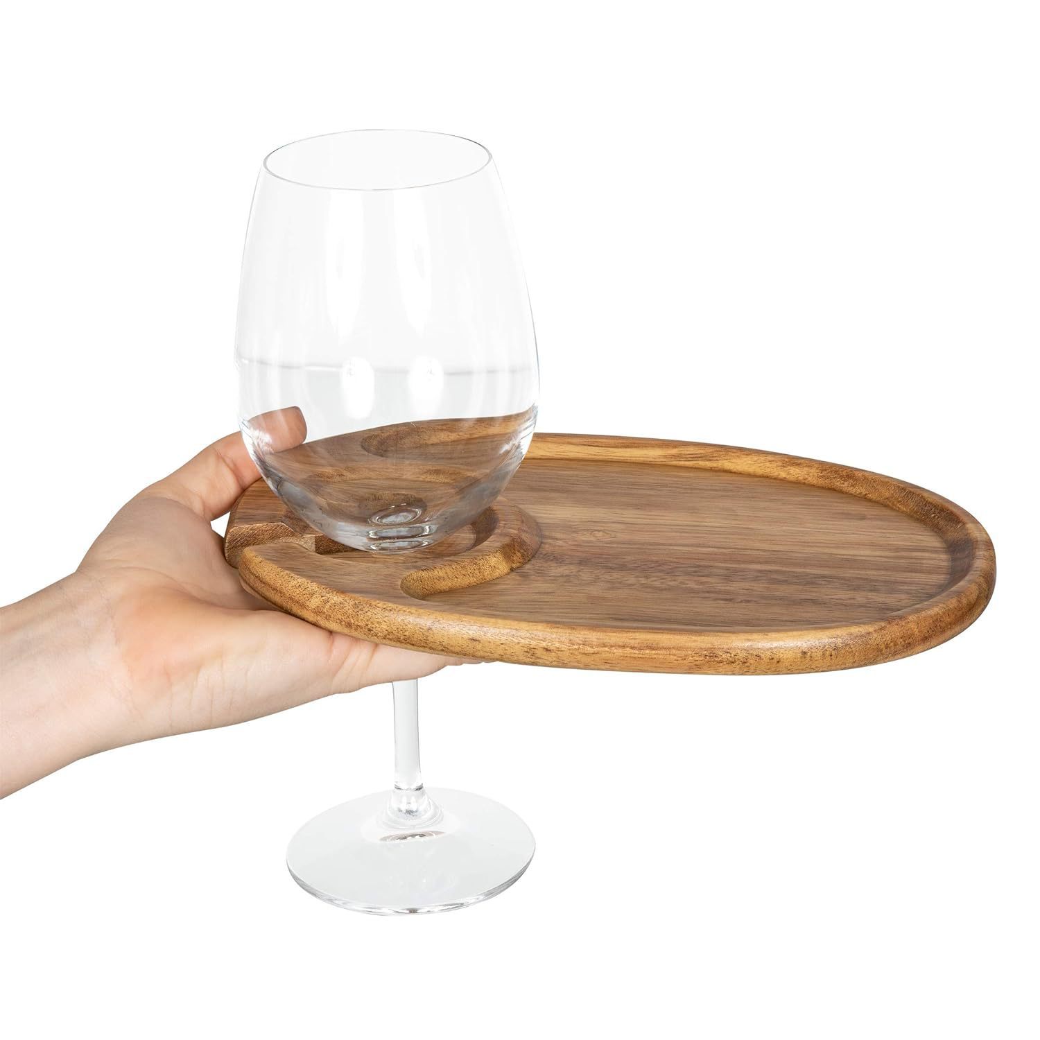 Wooden Tray with Wine Glass Holder for Restaurant Bar