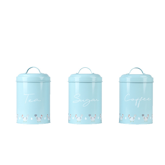 Kitchen Canister Set of 3 Sugar Coffee Tea with lids Food Storage