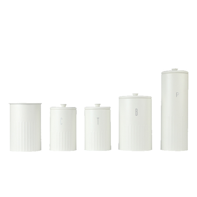 Metal Kitchen Canisters Sets Lids Coffee Sugar Tea Container with Airtight Metal Food Kitchen Accessories Europe White