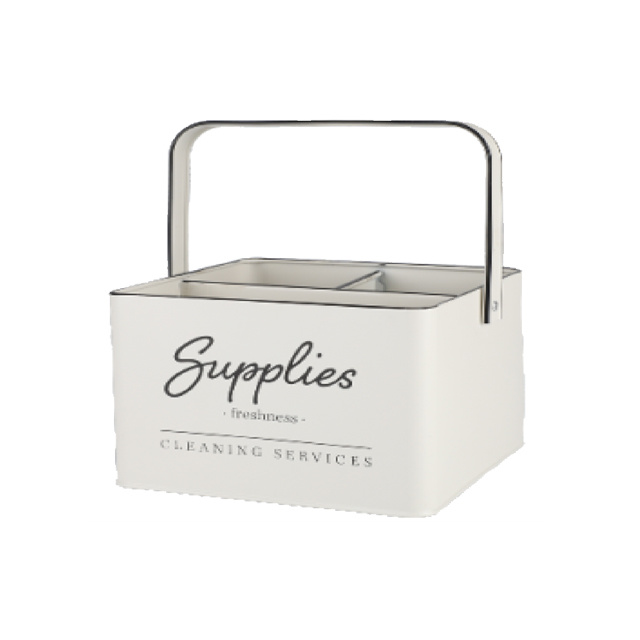 Modern Galvanized Cleaning Caddy_ New Metal Storage Holder with Handy Handle for Tools