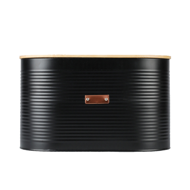 Modern Bread Storage Container Metal Bread Box with Bamboo Cutting Board Lid for Kitchen Counter